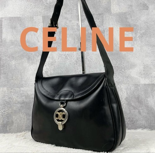 Rara borsa a tracolla CELINE Triomphe in pelle nera elegante donna