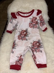 Pat Pat Baby Mädchen 3-6 M Einteiler Outfit kurz LS rosa mit Rosen gratis 🚢 - Bild 1 von 5