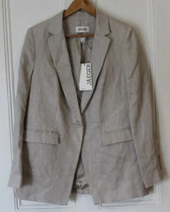 Oatmeal Marks & Spencer Jaeger 100% flax linen lined jacket - size 12 - New - Picture 1 of 9