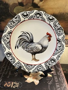 Cracker Barrel-ROOSTER-11.25” Plate-Susan Winget-Red & Black Scalloped Edge-NICE - Picture 1 of 6