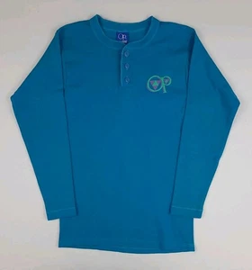 Vintage 80s Op Ocean Pacific Logo Print Henley Shirt Blue USA Surf Sport Fits S - Picture 1 of 4