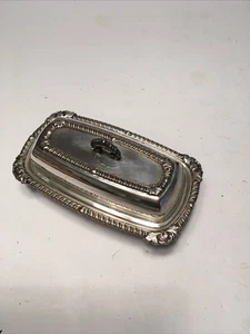 Vintage Silver On Copper Ornate Covered Butter/Serving Dish Victorian 3 Pc Set - Picture 1 of 13