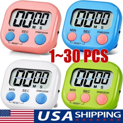 Large LCD Digital Kitchen Cooking Timer Count Down Up Clock Loud Alarm Magnetic - Image 1 of 4