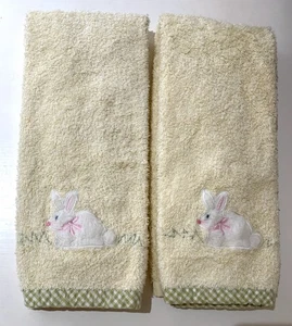 Pottery Barn Kids gelber Häschen Applikation 2er Set Handtücher TOP ZUSTAND A1 - Bild 1 von 7