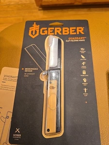 GERBER Quadrant, Straight Edge Flipper Knife with Pocket Clip, Bamboo New Sealed - Picture 1 of 3