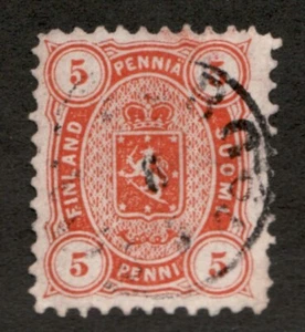 1875-82 Finland Sc# 18 - 5p Coat of Arms. Used postage stamp Cv$10 - Picture 1 of 1