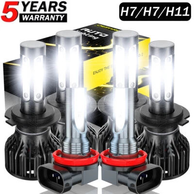 Combo de 6 faros LED blancos de haz alto bajo bombillas antiniebla para BMW X3 2004 2005-14 Foto 1 de 4