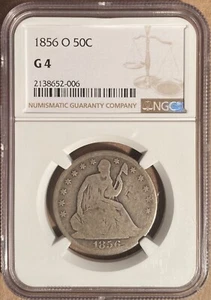 1856-O NGC G4 Liberty Seated Half Dollar 50c - New Orleans Mint - Picture 1 of 2