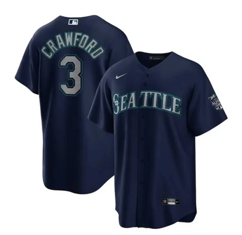 Seattle Mariners J.P. Crawford #3 Nike Navy Alternate Official MLB Player Jersey Cover