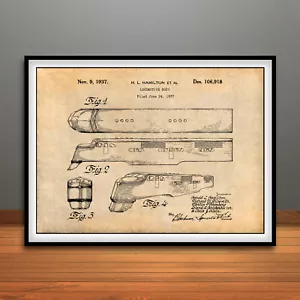 1937 Hamilton Locomotive Body Patent Print Art Drawing Poster - Picture 1 of 5