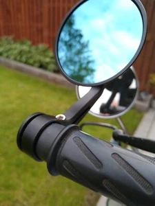 Royal Alloy GT GP TG Scomadi TL TT Bar End Mirrors Handlebar Round Black Blue - Picture 1 of 10