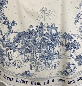 Daisy Kingdom Christmas Nativity Toile Tree Skirt Fabric Panel Navy B11 - Picture 1 of 11
