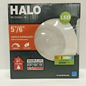 Halo 5"/6" White Integrated LED Recessed Ceiling Light, 3000K 65W, Dimmable - Picture 1 of 5