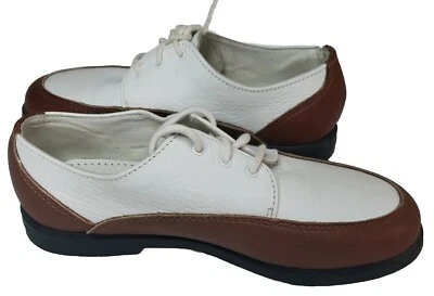 Zapatos de golf Eastland de cuero para mujer deportivos sin cordones dos tonos blanco marrón talla 8 M Foto 1 de 4