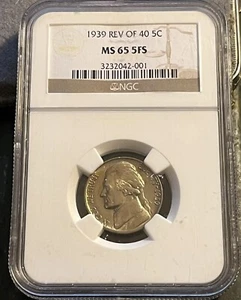 1939 Jefferson Nickel - Reverse of 1940 NGC MS 65 FS (Full Steps) - Picture 1 of 4