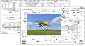 R/C Flugzeugpläne GEDRUCKT: Curtis P-1A F6C Hawk 63 Zoll Spannweite - Bild 1 von 1