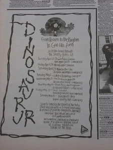 Dinosaur Jr: UK Tour 1989 8" X 11" UK Advert EX - Picture 1 of 1