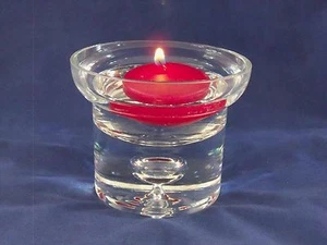 Set of 4 NEW Clear Glass Floating Candle Holders - 3" tall x 4" wide - Picture 1 of 4