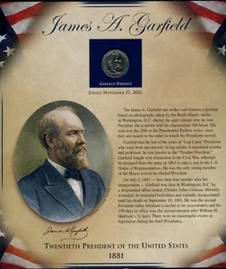 Postal Commemorative Society Präsidentenmünze 1 $ James Garfield Briefmarke - Bild 1 von 2