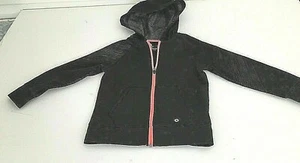 XERSION Boys S6-7 Black Neon Orange Jacket Hoodie Zip up Long Sleeves a/a15 3/4" - Picture 1 of 10