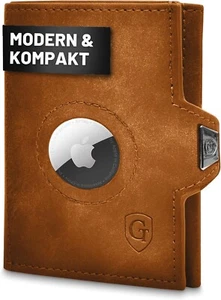 GenTo AirTag Wallet mit Münzfach – RFID Schutz, Slim Herren-Geldbörse aus Leder - Bild 1 von 8