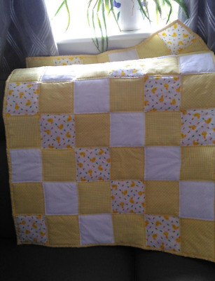 Gorgeous Handmade Quilt For Baby Yellow & White For Floor Or Lap • 25£