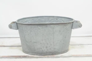 Vintage . Decorative Oval Wash Tub Oval Tub Wood Handles Embossed Fruit on Sides - Picture 1 of 7