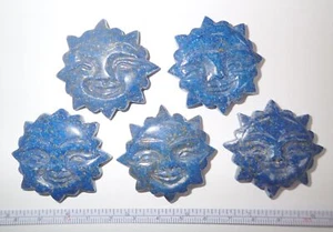 Lapis Lazuli Stone Cameo Carving SUN Face Irregular edge 8 pieces Lot - Picture 1 of 9