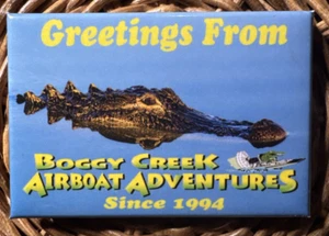 Vintage Grüße aus Boggy Creek Luftboot Abenteuer Werbung Kühlschrankmagnet - Bild 1 von 5