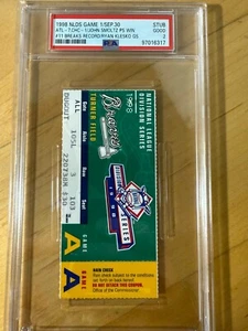 1998 NLDS Game 1 Ticket Stub Smoltz breaks record / Klesko GS - PSA - Picture 1 of 1