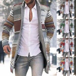 Giacca outwear casual da uomo invernale caldo cappotto lungo trincea taglia taglie forti