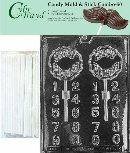 Birthday Themed Chocolate Candy Lollipop Molds & Stick Combo by Cybrtrayd - Image 1 of 1