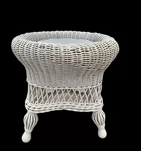 Antique Wicker Stool Victorian Cottage - Picture 1 of 7