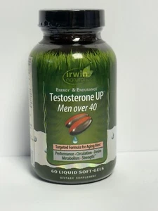 Irwin Naturals Testerone Up Hombres Mayores de 40 ENERGÍA + 60 Cápsulas Blandas Líquidas Exp. 03/2025 - Imagen 1 de 15