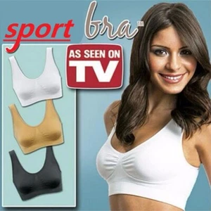 Womans Seamless Soft Comfy sports Bra Sports Stretch Crop Vest Bras &3 Pack - Picture 1 of 22