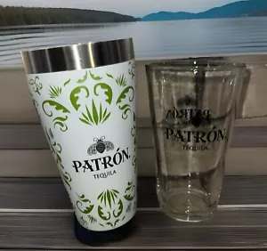 Patron Tequila Boston Shaker 2 Piece Set. Stainless/glass New - Picture 1 of 5
