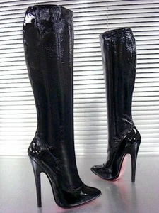 MORI MADE ITALY HEELS KNEE HIGH BOOTS STIEFEL STIVALI LEATHER BLACK NERO 37-45 - Imagen 1 de 4