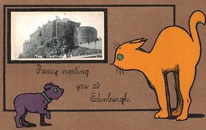 Edinburgh, Schottland, Großbritannien The Castle, Katze & Hund Grenze, um 1909 - Bild 1 von 2