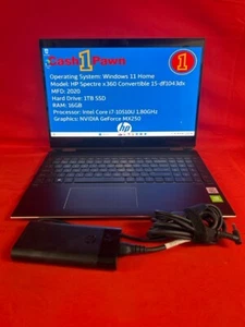 HP Spectre x360 2in1 15.6" i7 10th Gen 16GB RAM 1TB SSD 15-DF1043DX (CP1114645) - Picture 1 of 12