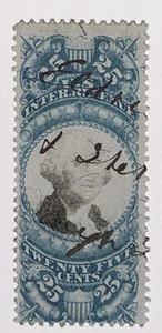 Travelstamps: 1871-72 US Stamps Scott #R112 25c REVENUE 2nd Issue Used NG - Picture 1 of 5
