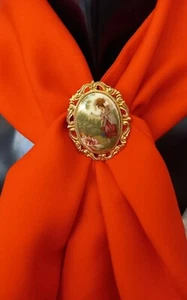 VINTAGE Schal Ring 70/80er FAMILIE PICKNICK SZENE Portrait hübsch goldfarben Klassiker. - Bild 1 von 12