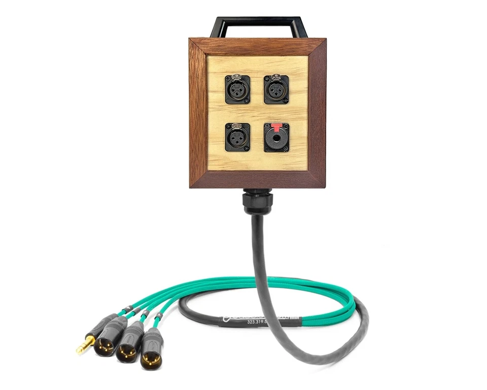 4-Ch Wooden Wall / Stage Box | Mogami 2931 & Neutrik Gold | Green | 5 Feet - Image 1 of 1