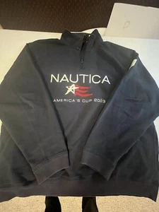 Vintage Nautica 1/4 Zip Sweater Men XL Navy Pullover America's Cup 2003 - Picture 1 of 11