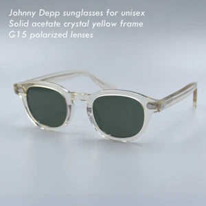 Men G15 polarized sunglasses crystal yellow acetate glasses Johnny Depp glasses - Picture 1 of 10