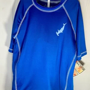 Big Chill Boys' Shark Rash Guard Swim Shirt UPF 50+ Blue Size 14 NWT - Picture 1 of 11