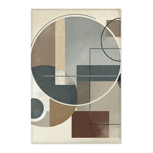 Moderner geometrischer Vorleger, neutrale Wohnzimmerdeko, Boho Wohnaccessoire - Bild 1 von 7