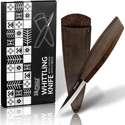 Hutsuls NX-1 Whittling Knife with Leather Sheath Wood Carving Knife Sloyd Knife - Image 1 of 4