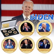 5pcs 2020 US President Joe Biden Gold Commemorative Coin Nice Gift In Box