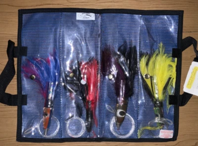 Williamson Lures Set of 4 Rig Fishing Tuna Feather Trolling Kit w/ Case TFTK 6” - Image 1 of 4