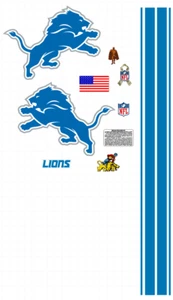 DETROIT LIONS FULL SIZE FOOTBALL HELMET DECALS 8 Mil Gear Wrap Convex - Picture 1 of 1